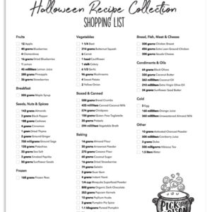 Mila's Meals Halloween Recipes Shopping List