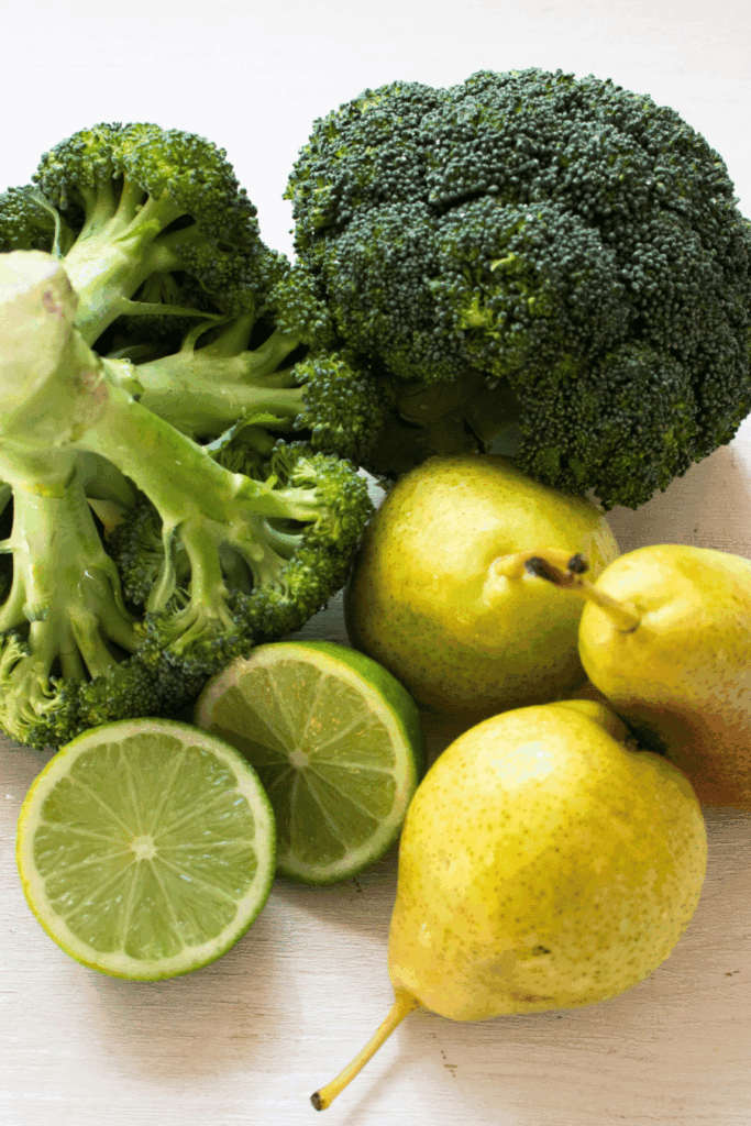 broccoli, pear, lime