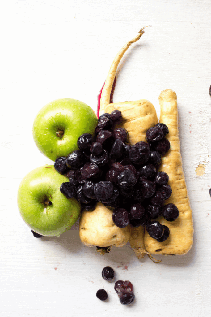 apple, parsnip, blueberry