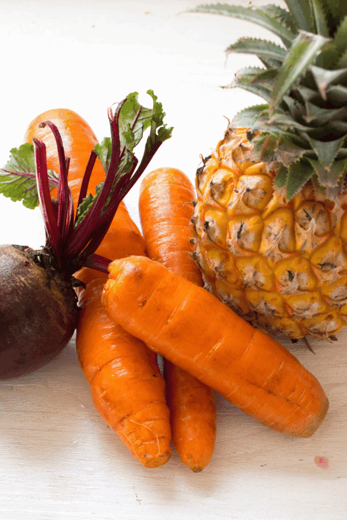 pineapple, beetroot, carrot